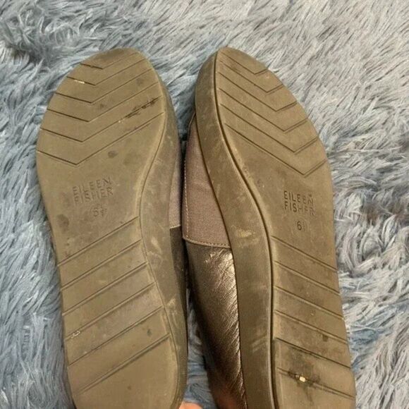 Eileen Fisher Genuine Leather Silver Metallic Slip-on Shoes Size 6.5 - Picture 4 of 5